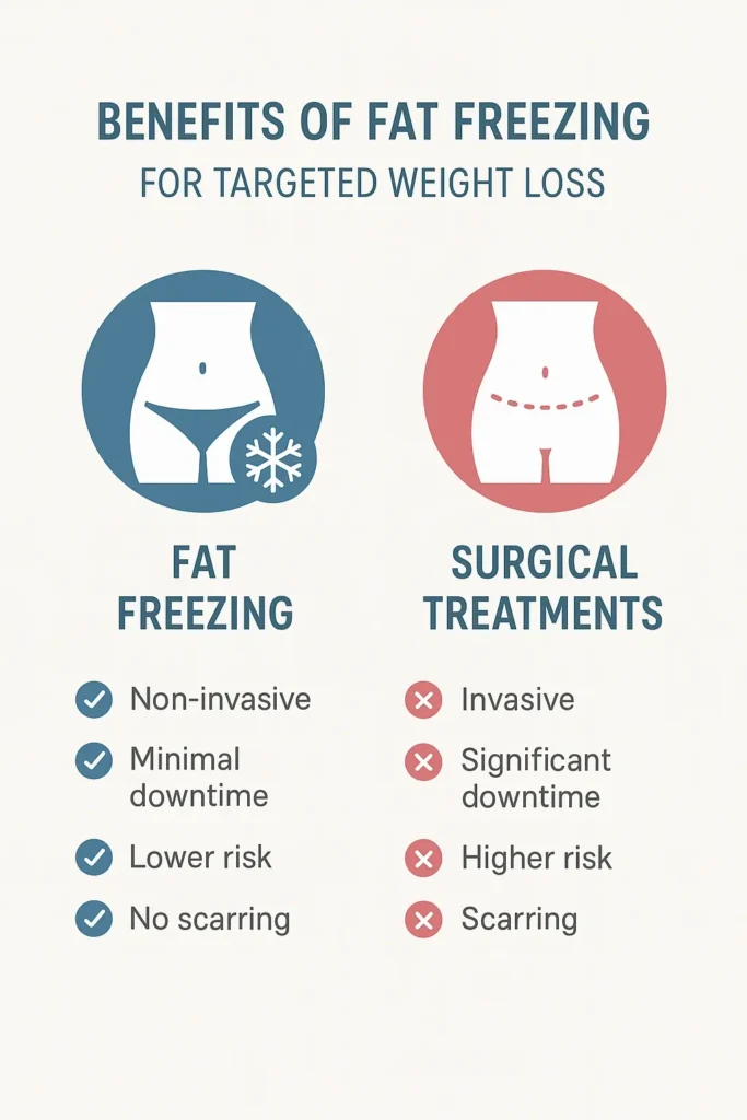 graphic showing the benefits of fat freezing Wembley Park