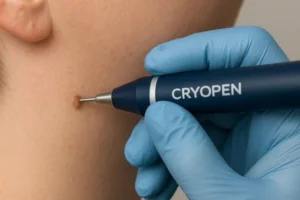 Person receiving skin tag removal Wembley Park